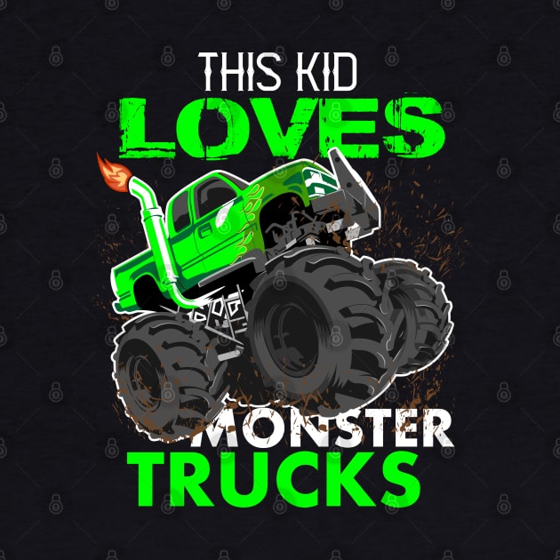 Youth Monster Trucks,this kid loves monster trucks, Boys car Boys and Girls Gift by hadlamcom